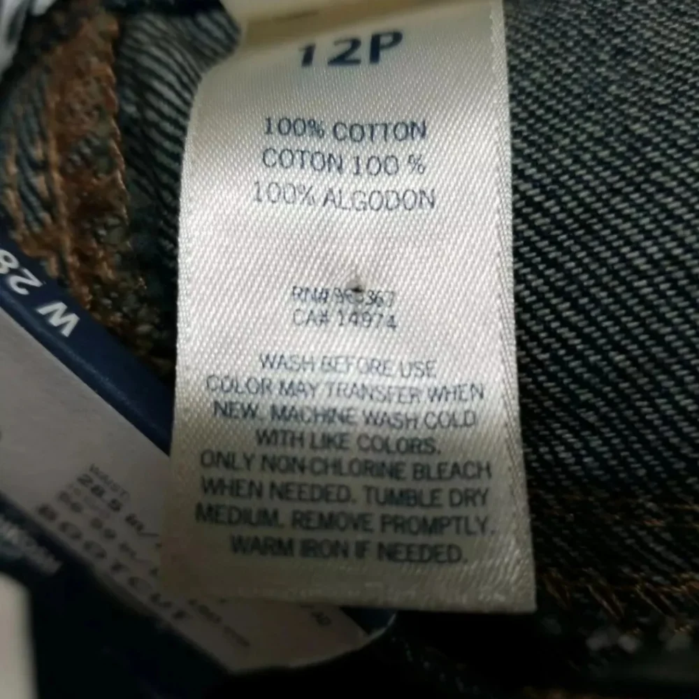 Girls B'gosh Boot Cut Jeans, Size 12P(31 x  25) Dark Wash, Adjustable Waist